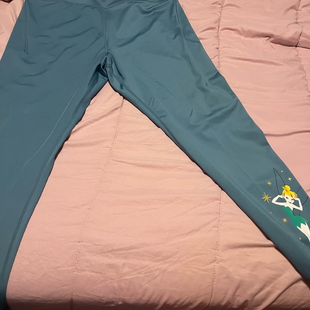 Disney Teal Leggings with Tinkerbell